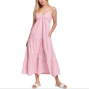 NWT Let's Go on a Date Cotton Blend Gingham Maxi Sundress